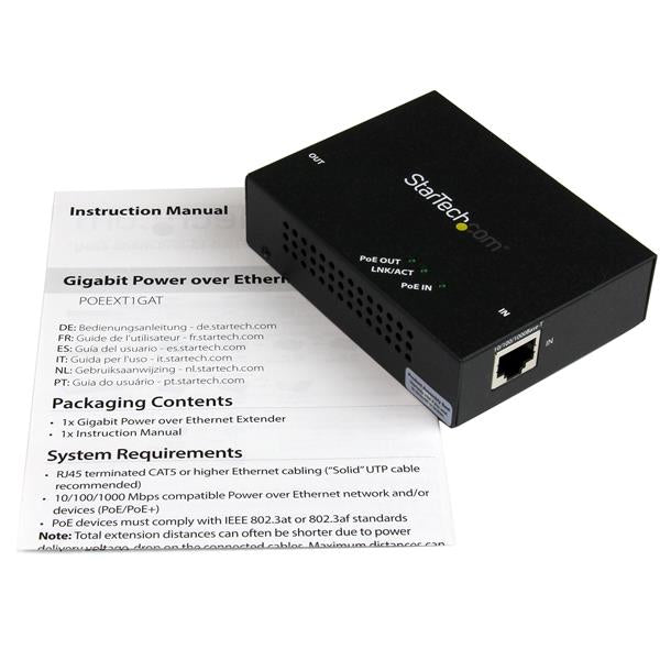 1 Port Gigabit PoE+Extender 802.3at/af