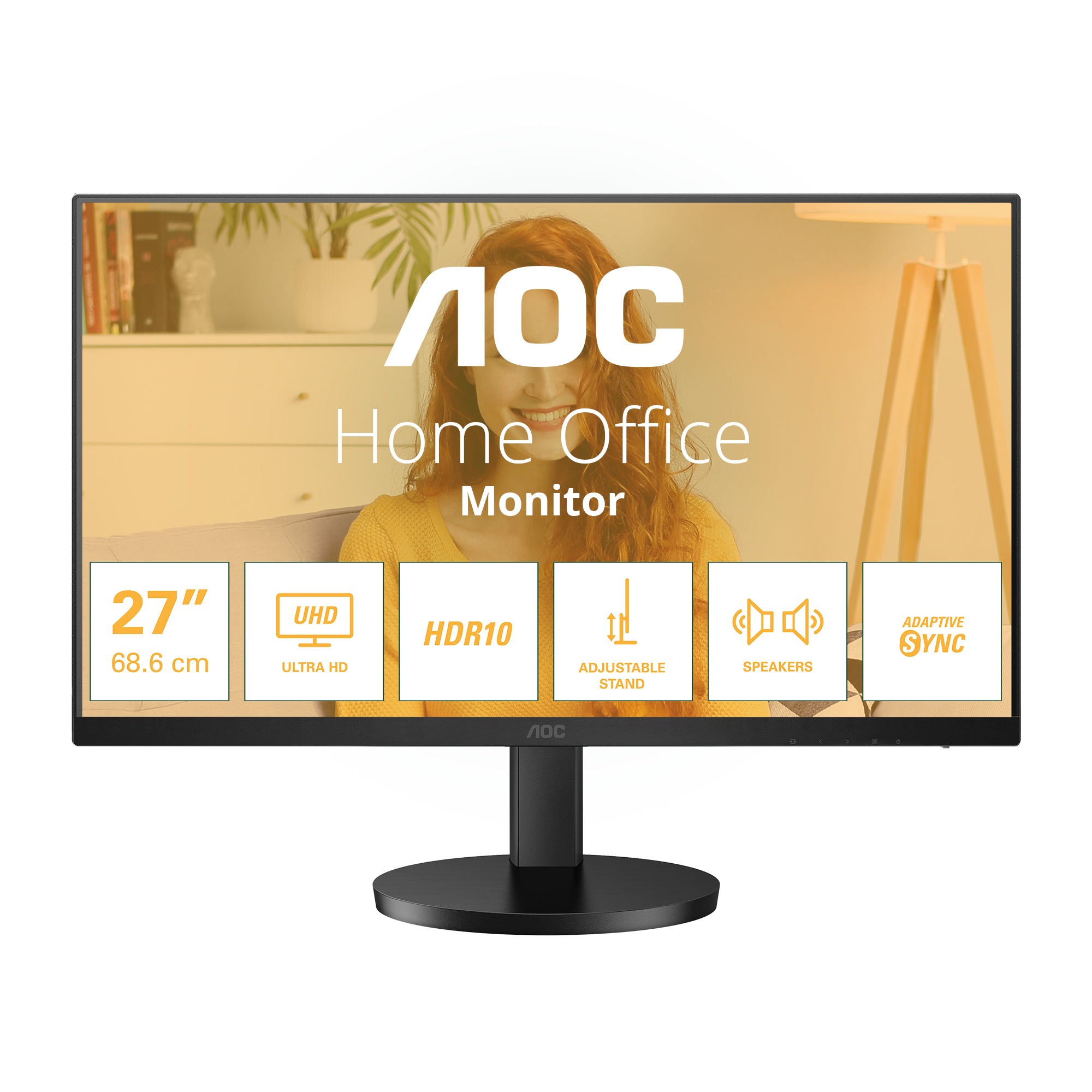 AOC U27B3AF 27p UHD 3840x2160 60Hz HDR10 HDMI 2.0 DisplayPort 1.4 black