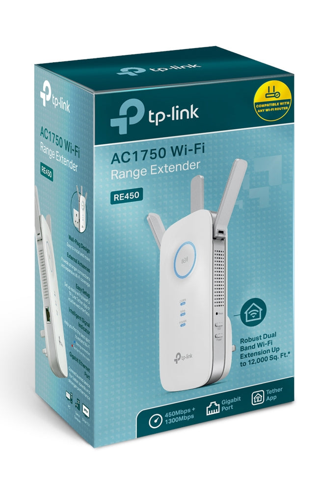 TP-LINK AC1750 Dual Band Wireless Wall Plugged Range Extender Qualcomm 1300Mbps at 5Ghz + 450Mbps at 2.4Ghz 802.11ac/a/b/g/n