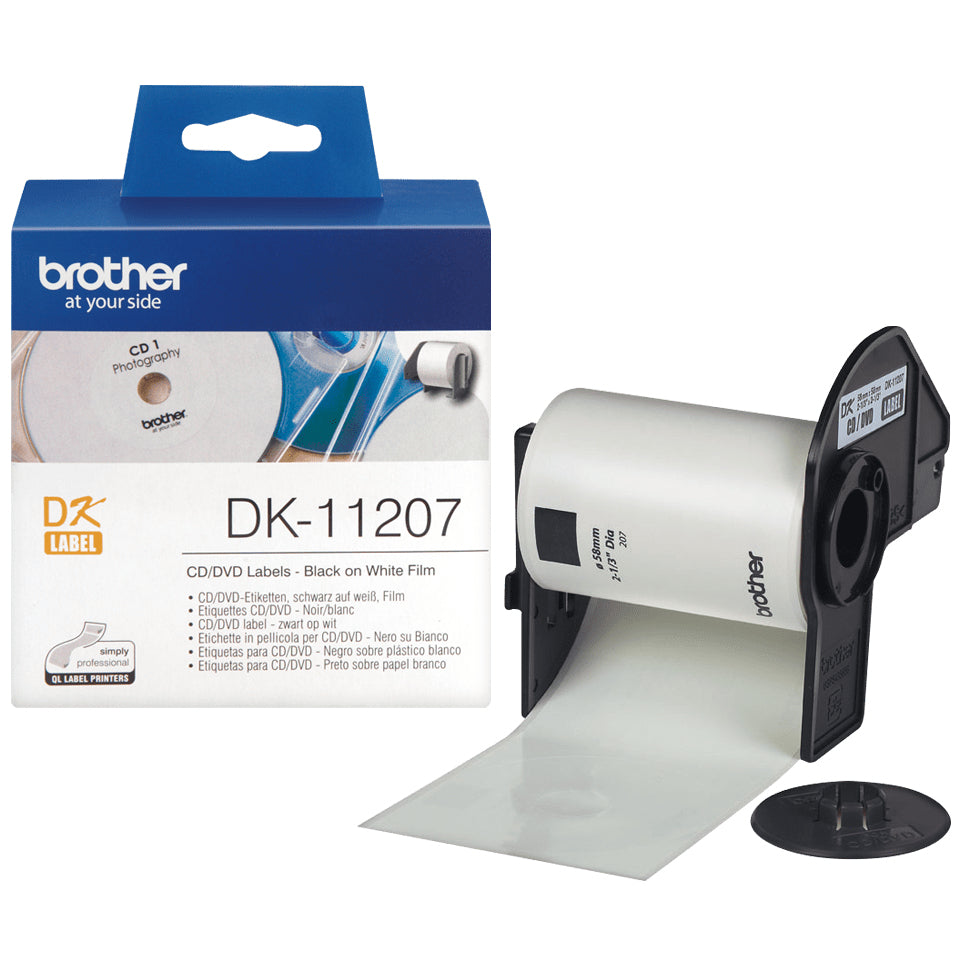 BROTHER P-TOUCH DK-11207 die-cut CD / DVD label (film) diameter 58mm 100 labels