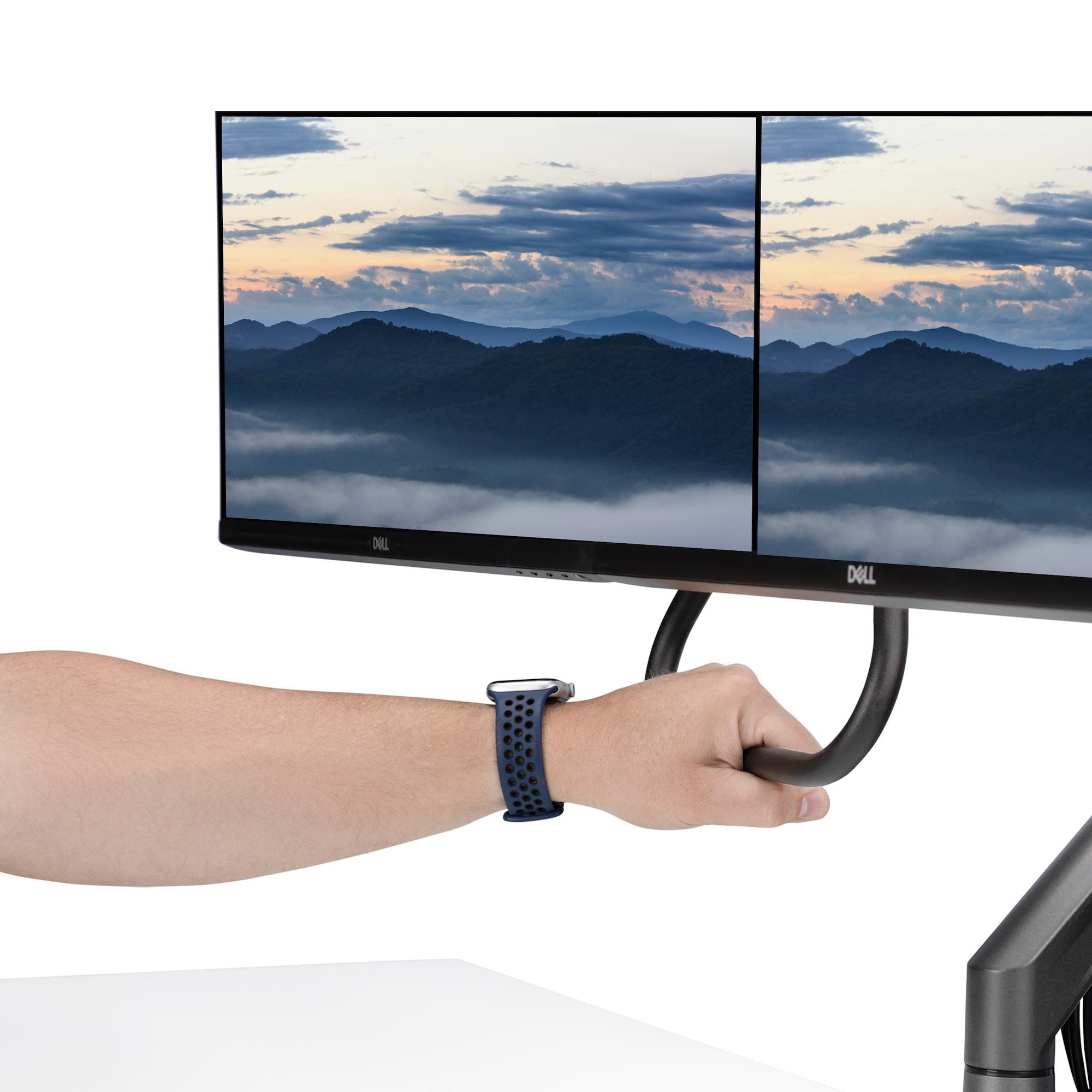 Desk Mount Dual Monitor Arm w/Crossbar