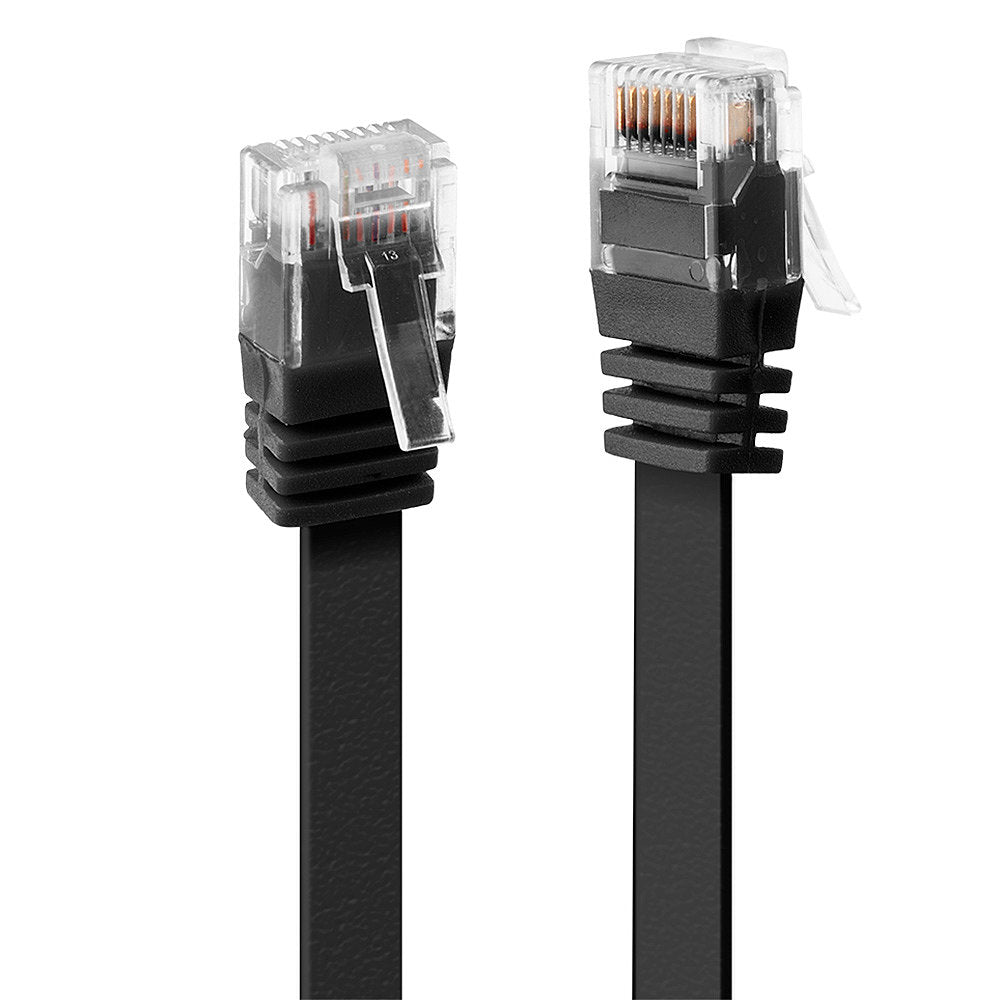 LINDY Cat.6 Flat Cable Patch Cable Black 0.3m Without Shielding