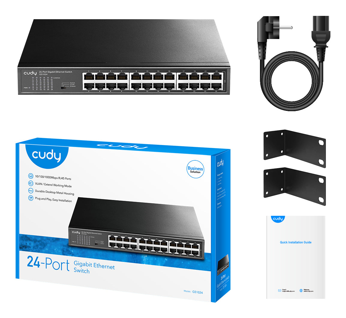 Cudy GS1024 commutateur réseau Non-géré Gigabit Ethernet (10/100/1000) Noir