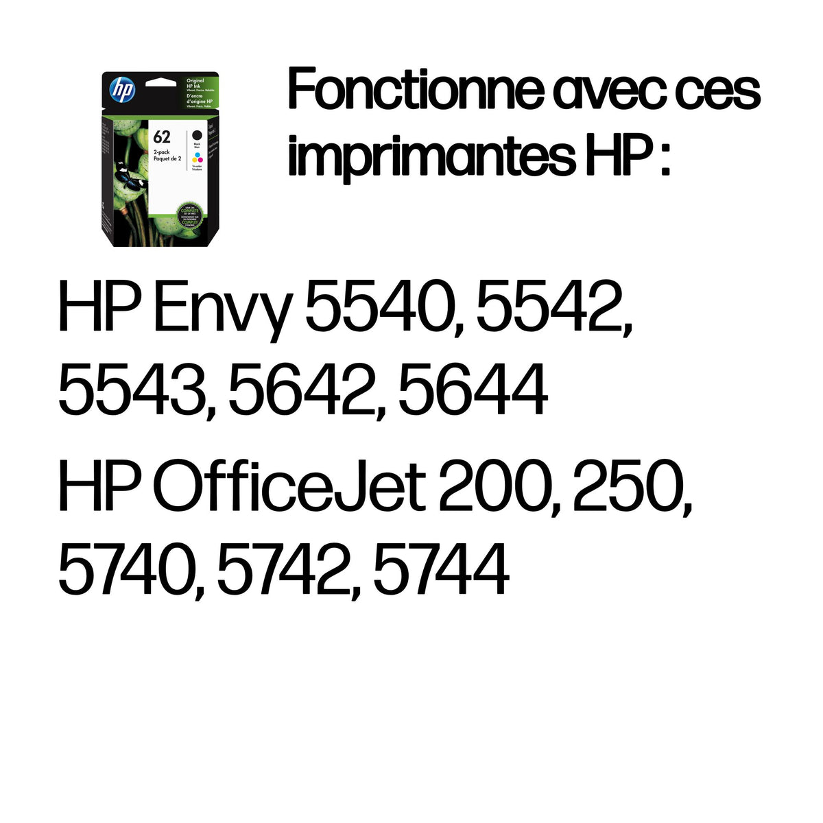 HP 62 original Ink cartridge N9J71AE Combo 2-Pack Standard Capacity Black and Colour cartridge