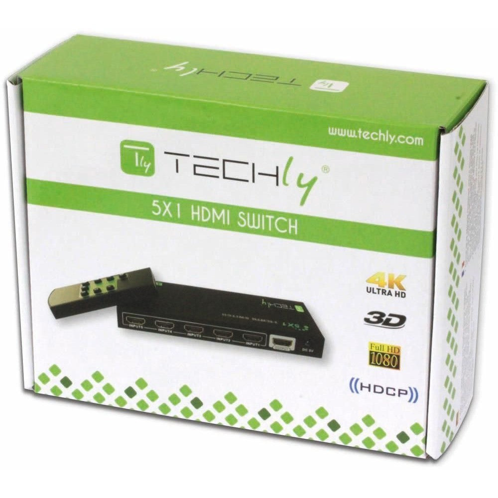 Techly IDATA HDMI-4K51 Commutateur HDMI 1.4 5x1 4K60Hz avec télécommande