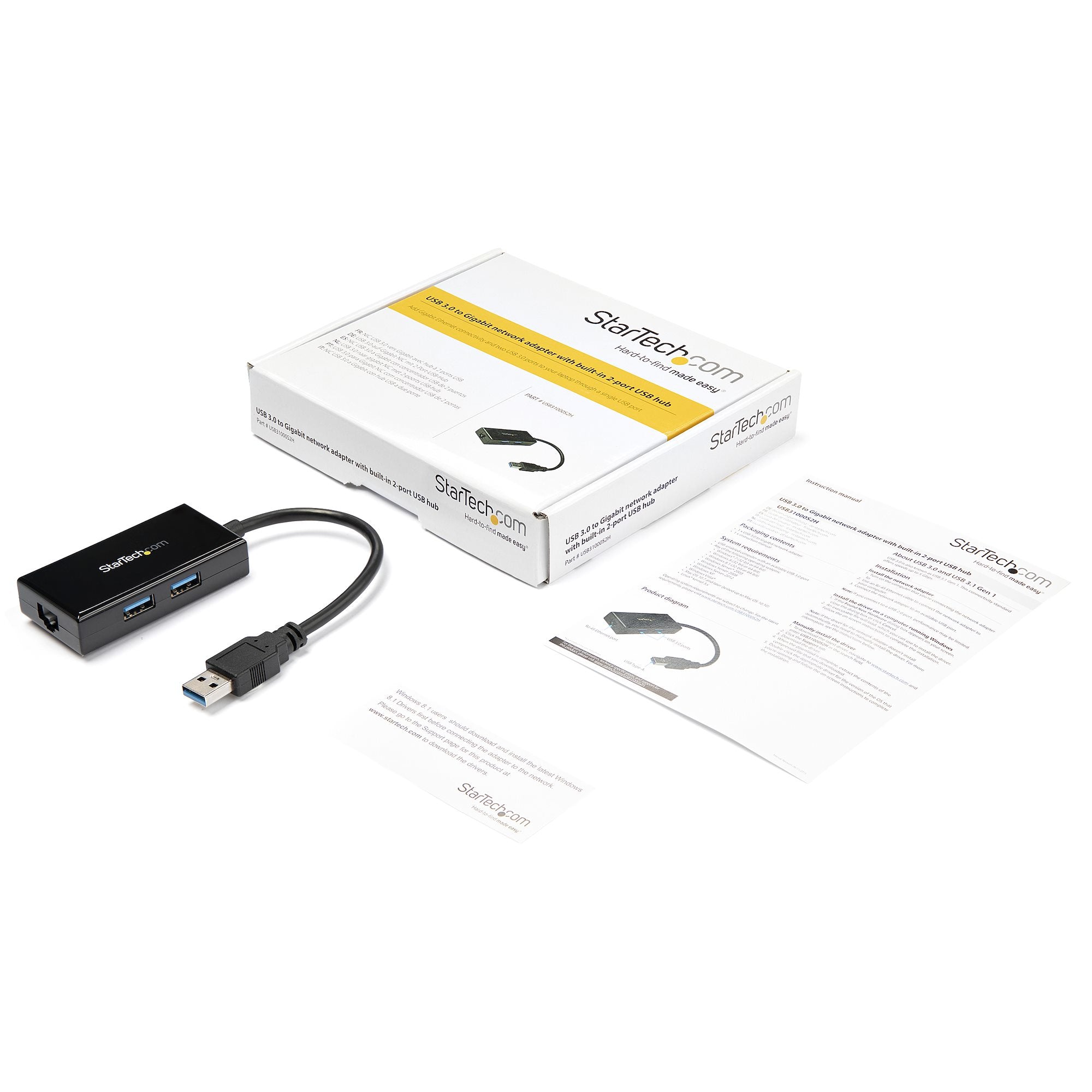 USB 3 to Gigabit Network Adapter+Hub