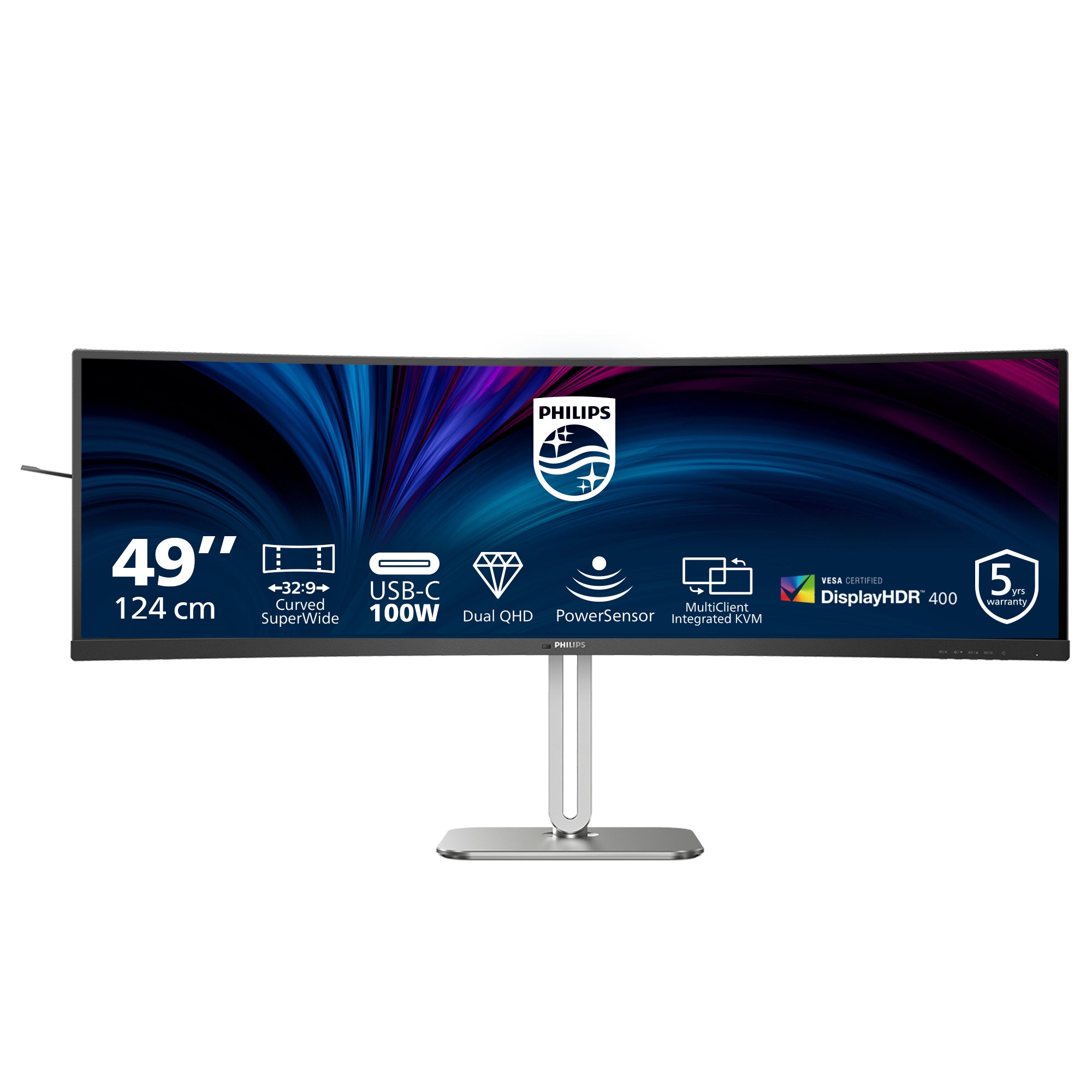 PHILIPS 49B2U5900C/00 48.8p 5120x1440 75Hz VA CURVED H/A 150MM SUPERWIDE USB C DOCKING DISPLAY 100W SmartKVM USB HUB SPEAKERS