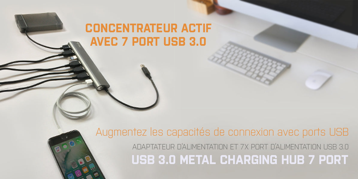 I-TEC USB 3.0 Metal Charging HUB 7 Port with power adaptor 7xUSB charging port. For Tablets Notebooks Ultrabooks PC