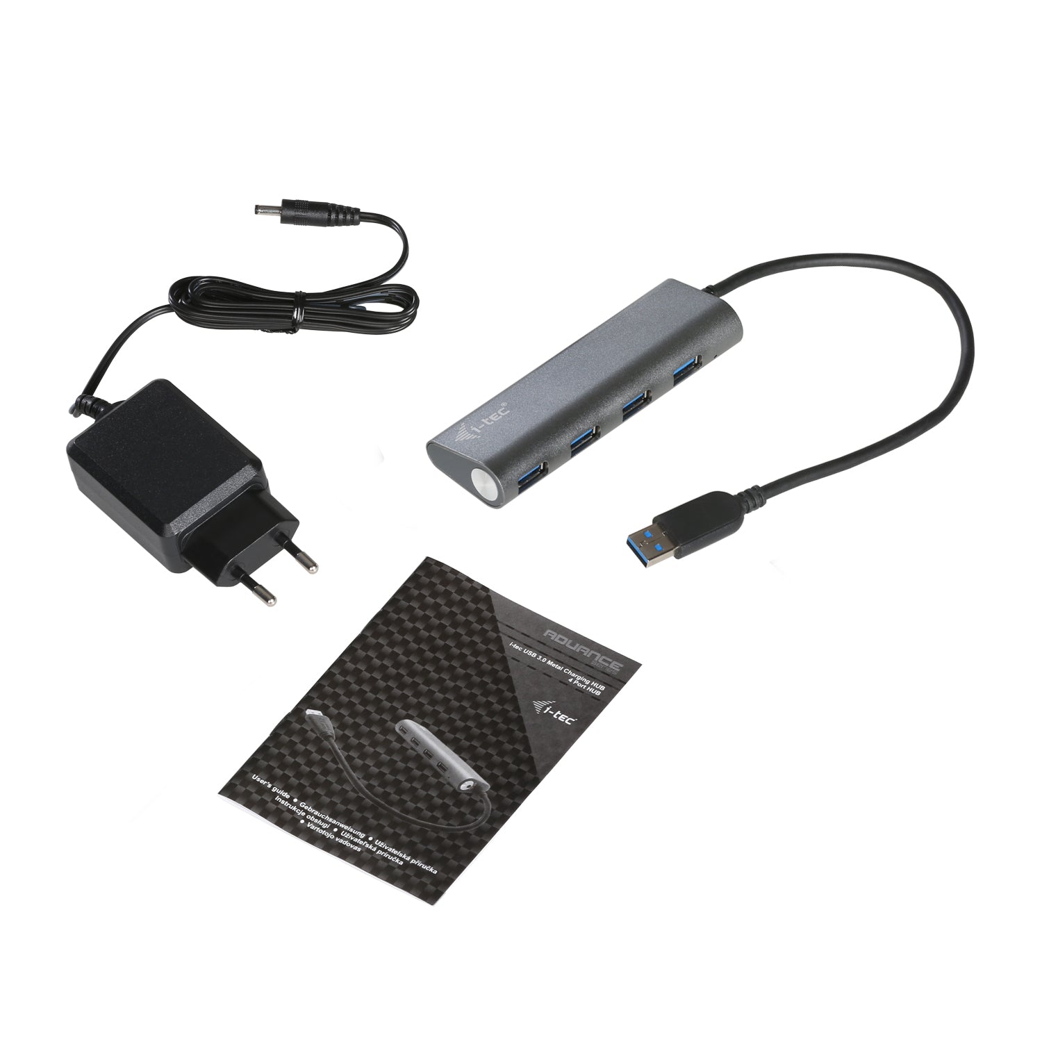 I-TEC USB 3.0 Metal Charging HUB 4 Port with power adaptor 4xUSB charging port. For Tablets Notebooks Ultrabooks PC