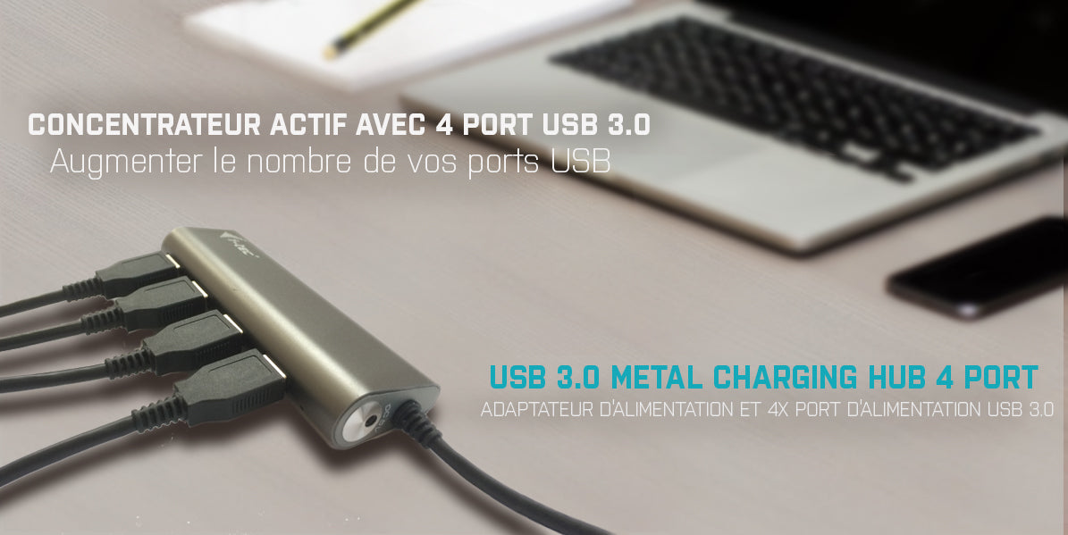 I-TEC USB 3.0 Metal Charging HUB 4 Port with power adaptor 4xUSB charging port. For Tablets Notebooks Ultrabooks PC