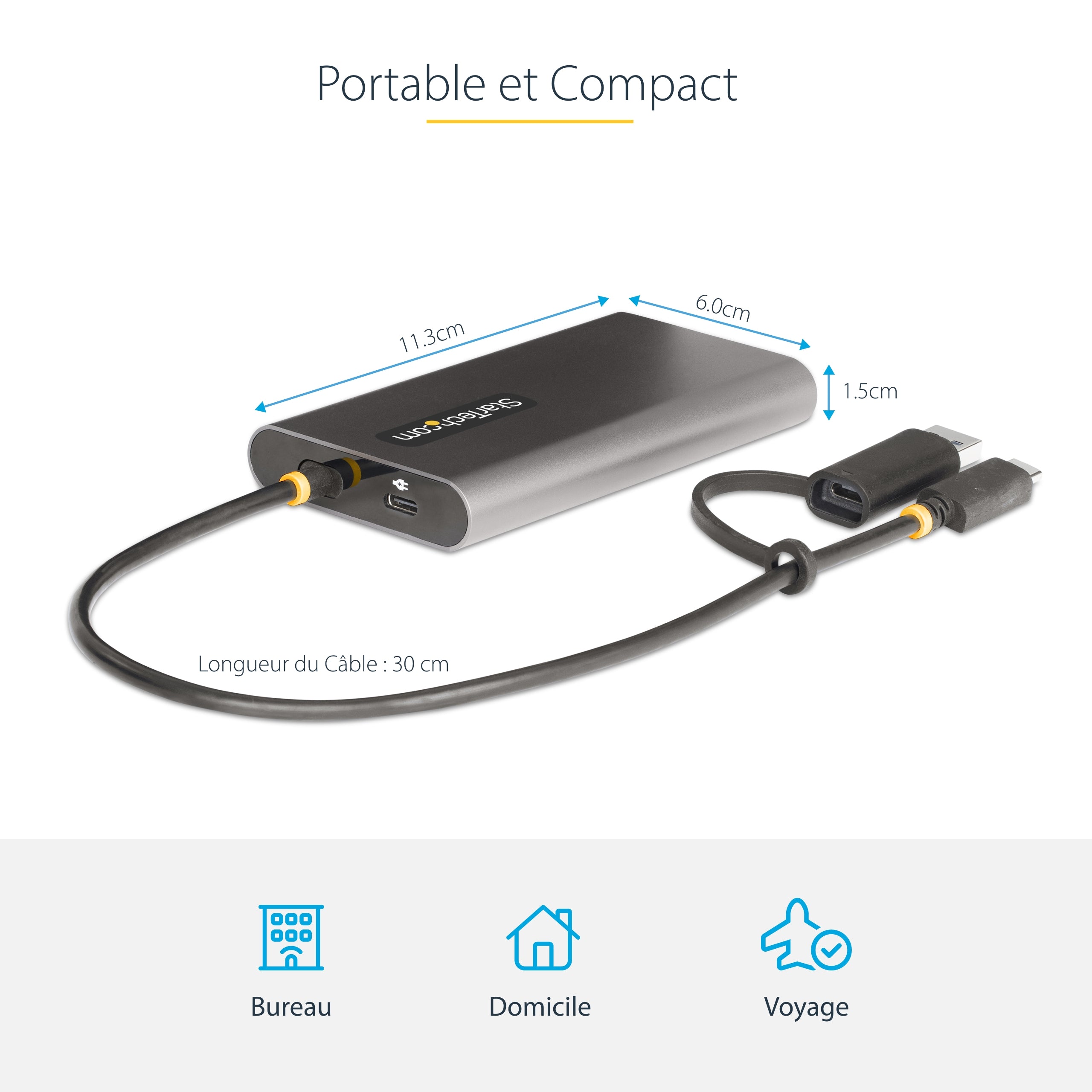 USB-C to Dual-HDMI Adapter 4K 60Hz PD