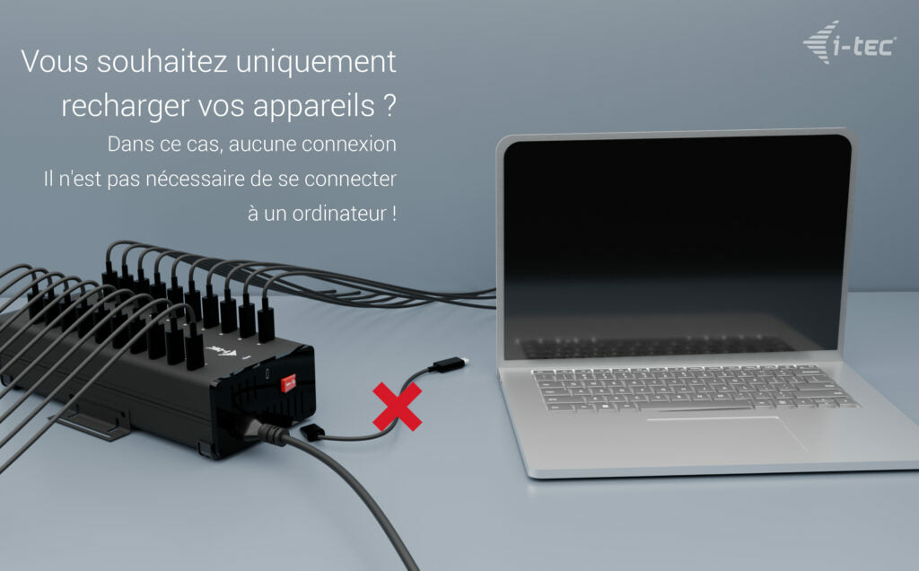 I-TEC USB-C/USB-A Metal Charging+Data HUB 15W per port 20x USB-C integrated power adapter 360W