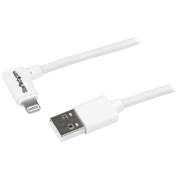 3ft Angled Lightning to USB Cable White