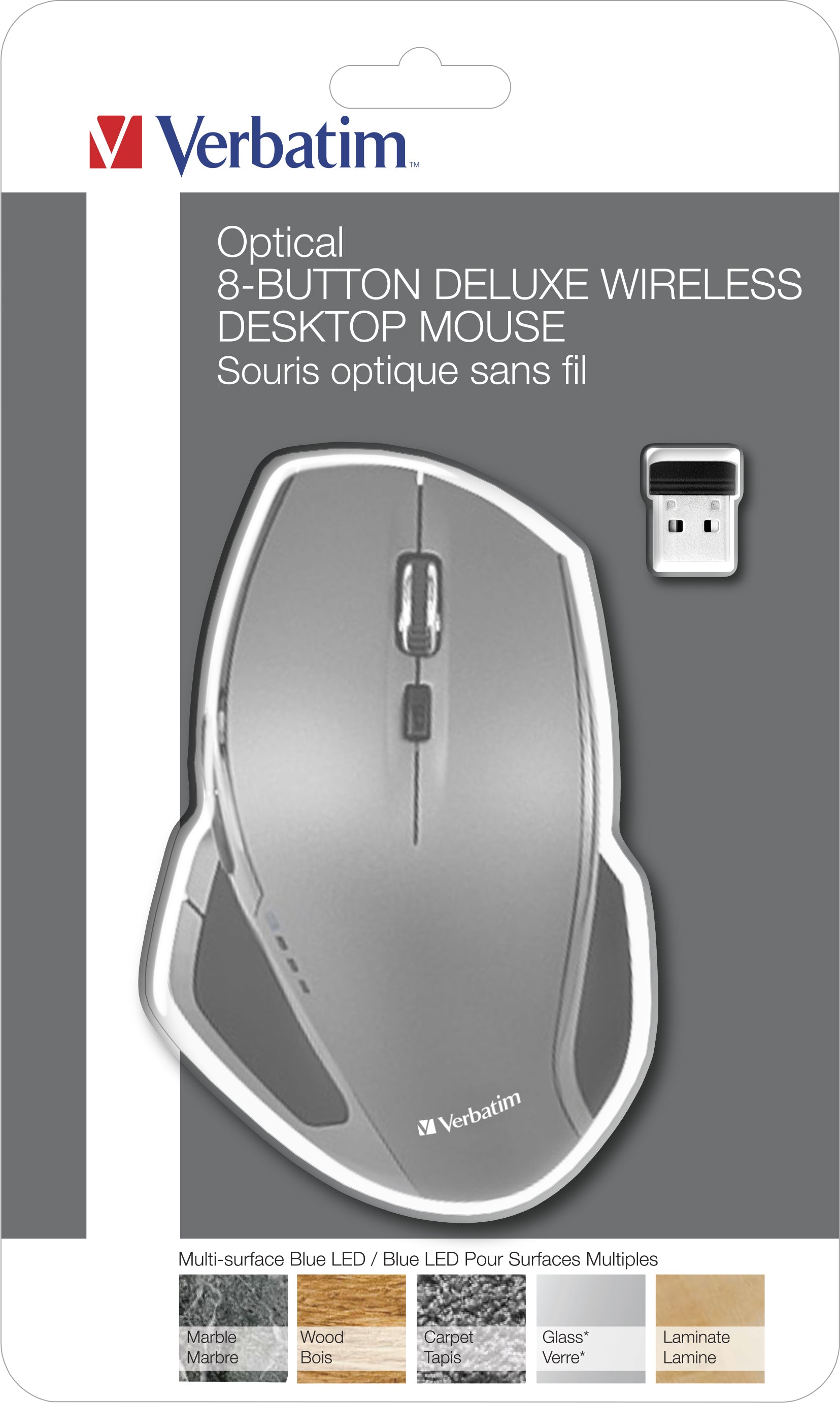 VERBATIM WIRELESS DESKTOP MOUSE DELUXE 8 BUTTON BLUE LED WCF (P)