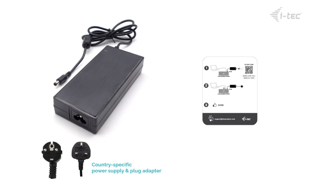 I-TEC DC adapter 20V 6.5A 130W Accessory for Selected i-tec Docking Stations