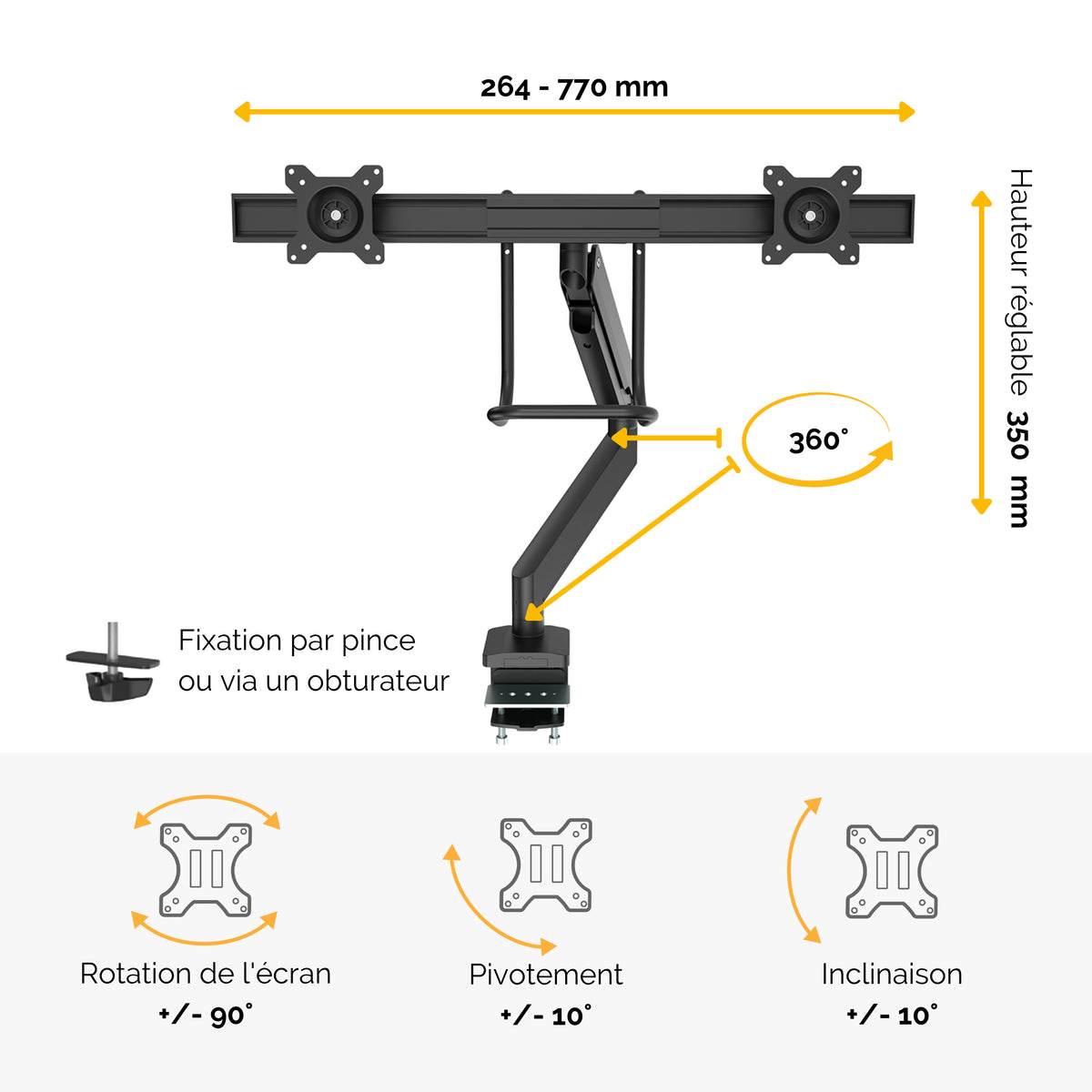 FELLOWES Eppa Crossbar Monitor Arm Black