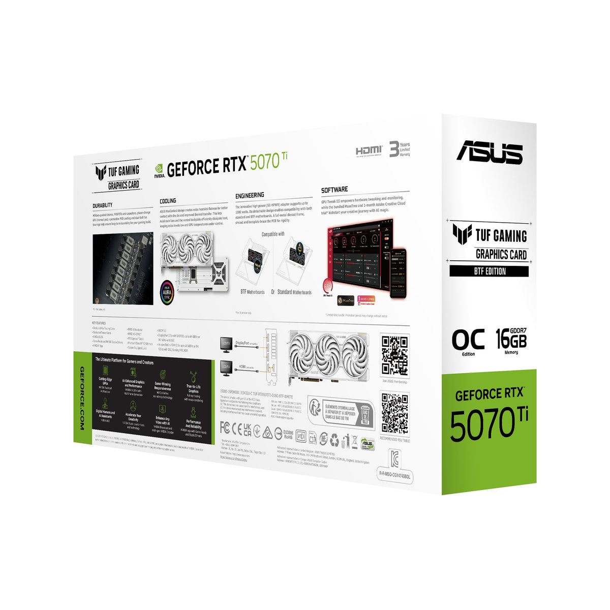 ASUS TUF Gaming GeForce RTX 5070 Ti OC 16Go GDDR7 BTF White