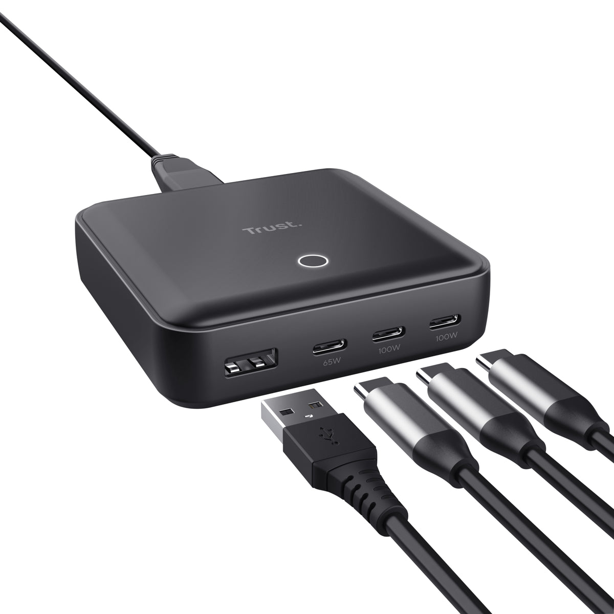TRUST Chargeur de bureau universel MAXO USB-C 100 watts Apple PC… 4 ports - Noire