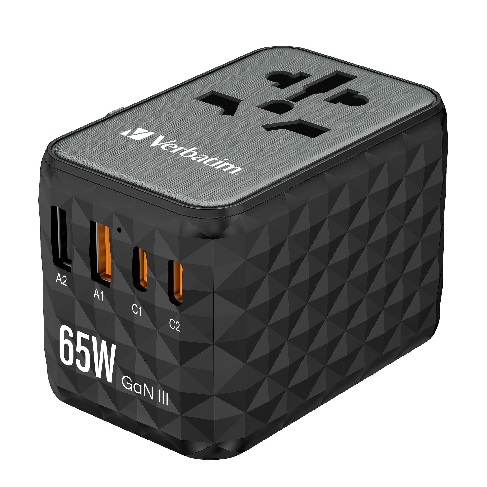 VERBATIM GAN III UNIVERSAL TRAVEL ADAPTER UTA-05 WITH 2 X USB-C PD 65W & QC 4+ / 2 X USB-A WCF (P)