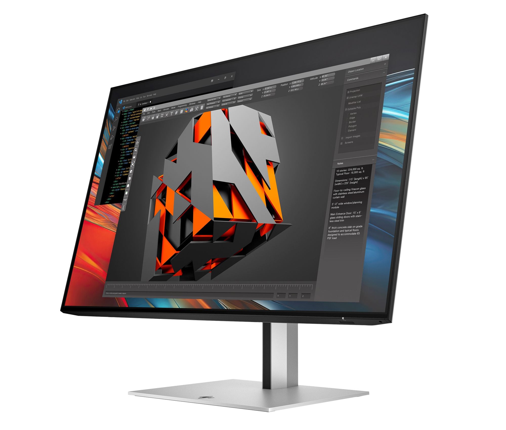 "HP Series 7 Pro 24 inch WUXGA Monitor - 724pn PVC Free écran plat de PC 61 cm (24"") 1920 x 1200 pixels LCD Argent"