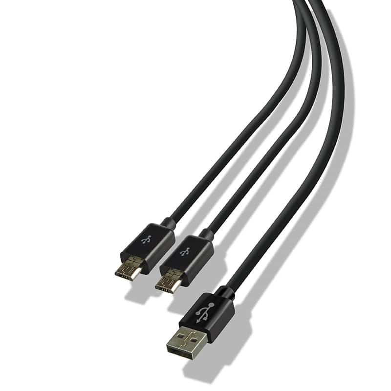LEXIP X STEELPLAY Cable Dual Play & Charge Pour Manettes Noir PS4