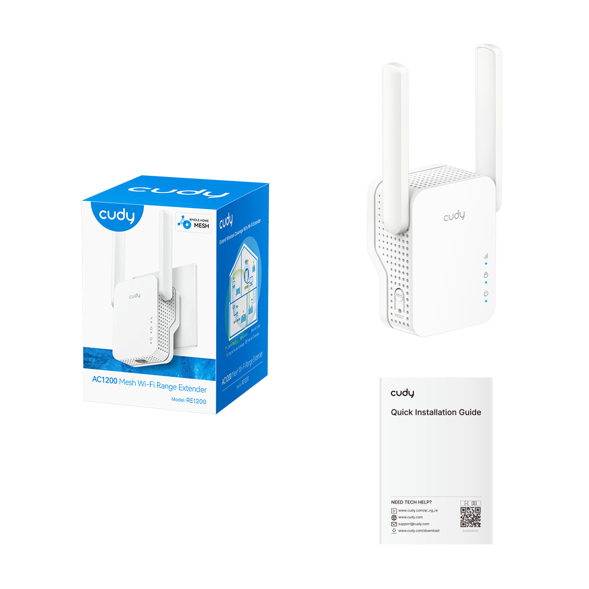 Cudy RE1200 prolongateur réseau Répéteur réseau Blanc 10, 100 Mbit/s