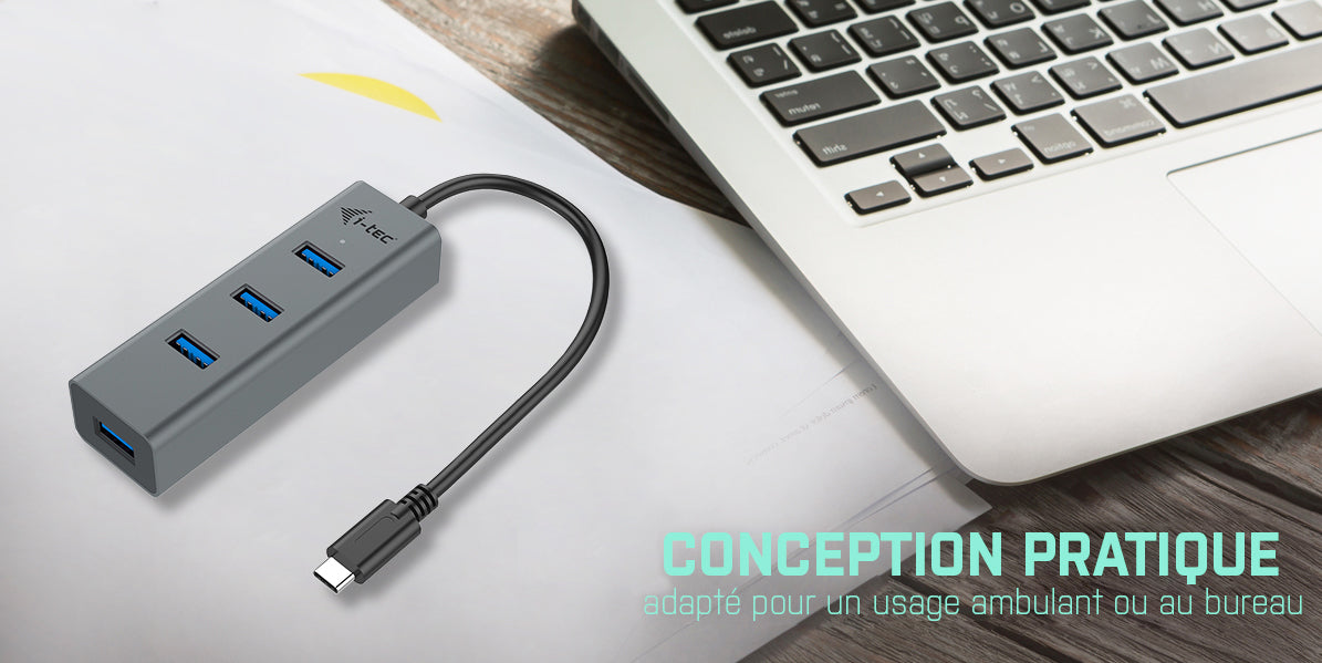 I-TEC USB C Metal HUB 4 Port without power adapter ideal for Notebook Tablet PC supports Win Mac OS compatible with Thunderbolt 3