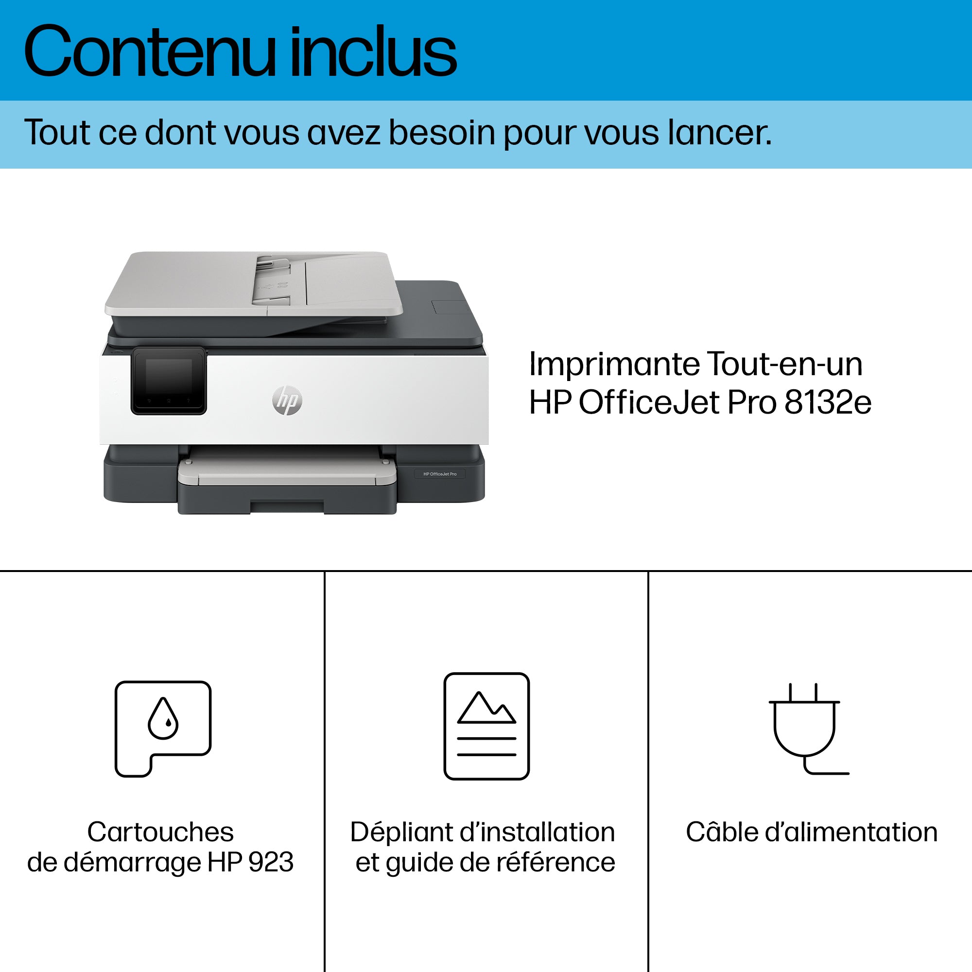HP Officejet Pro 8132e All-in-One MFP colour inkjet A4 12ppm Copy 20ppm Print 225sheets USB Wi-Fi Bluetooth LAN