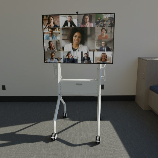Chief Voyager Large Manual Height Adjustable AV Cart for Screen SizesÂ 50in - 85in or up to 79.4Kg White