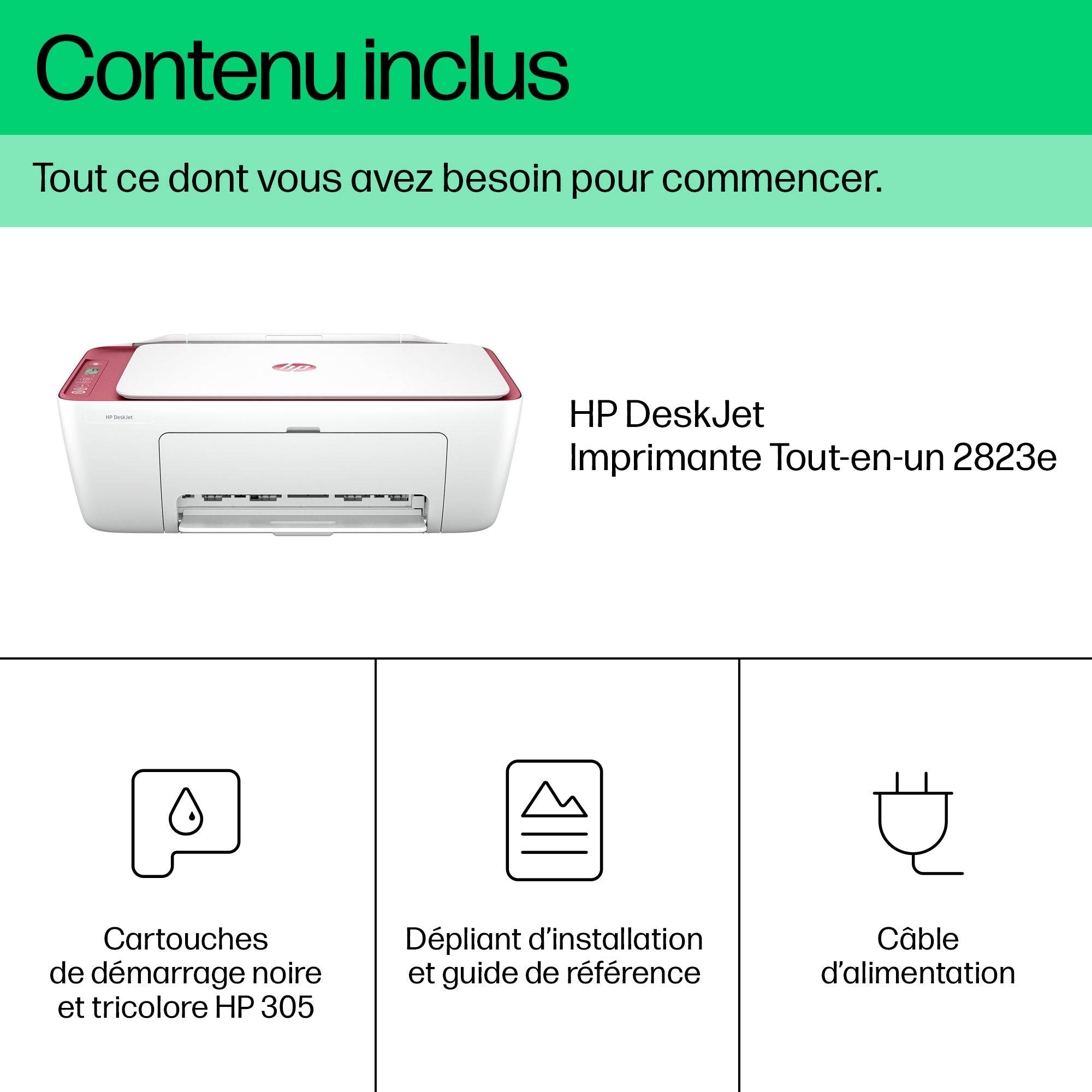 HP DeskJet 2823e All-in-One Printer A jet d'encre thermique A4 4800 x 1200 DPI 7,5 ppm Wifi