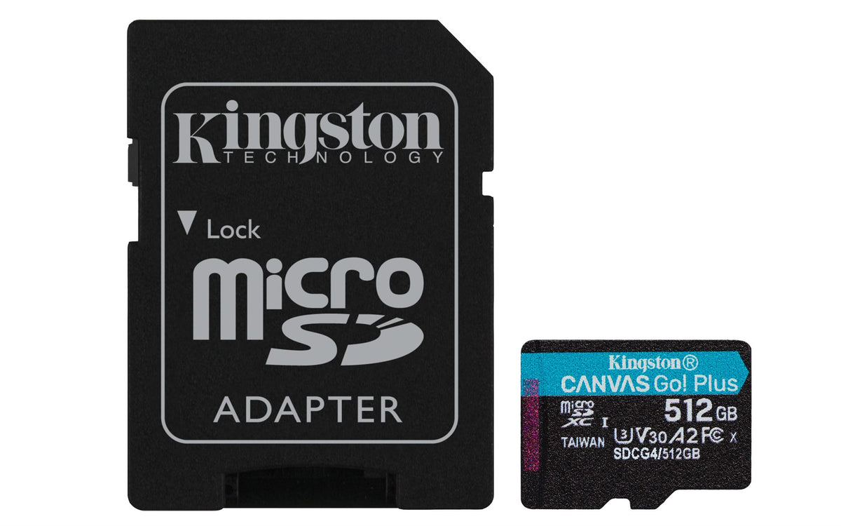 KINGSTON 512Go microSDXC Canvas Go Plus Gen4 200Mo/s A2 U3 V30 Card + Adapter