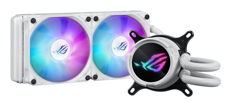 ASUS ROG Strix LC III 240 ARGB WHT all-in-one CPU liquid cooler with 360 rotatable water block Premium ROG ARGB fans