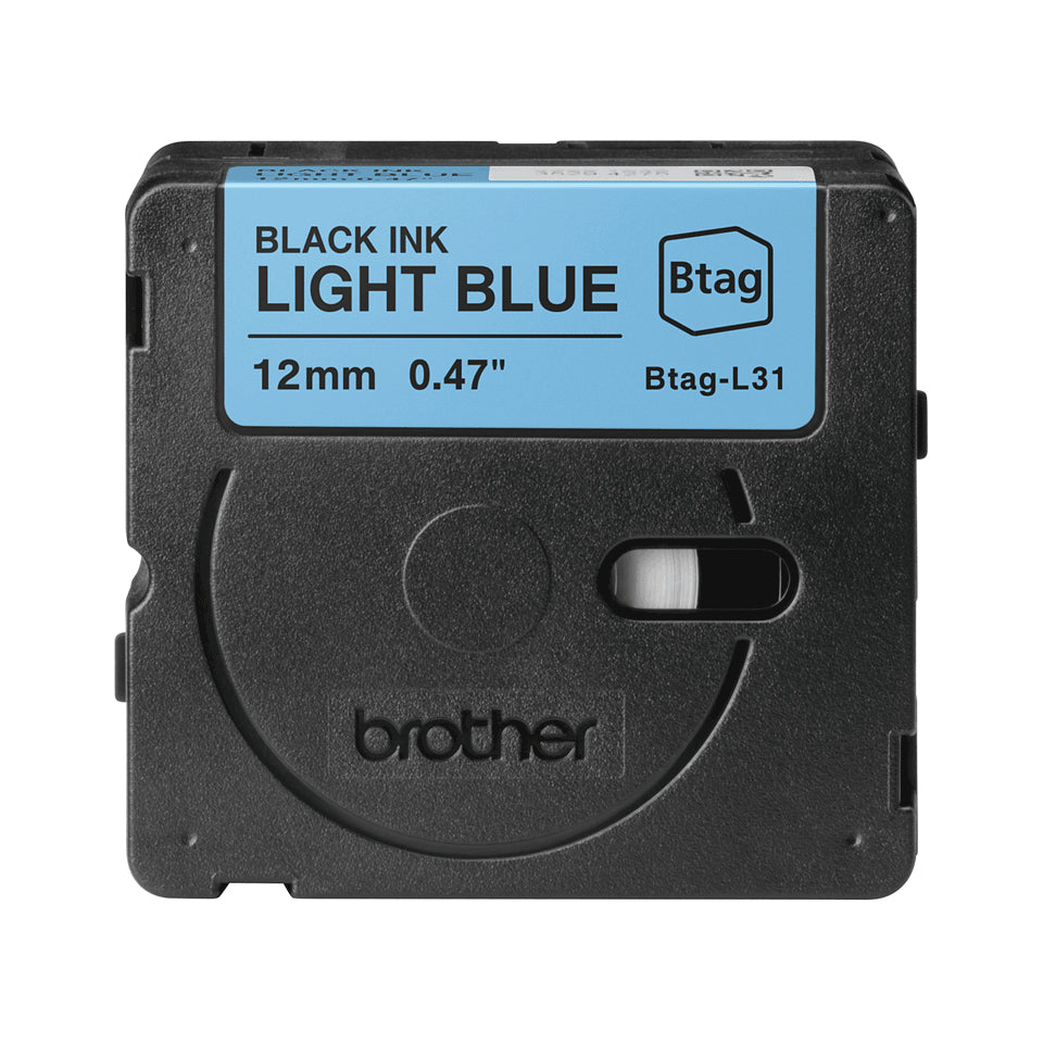 BROTHER 12MM BTAGL31 Ribbon Black on Light Blue