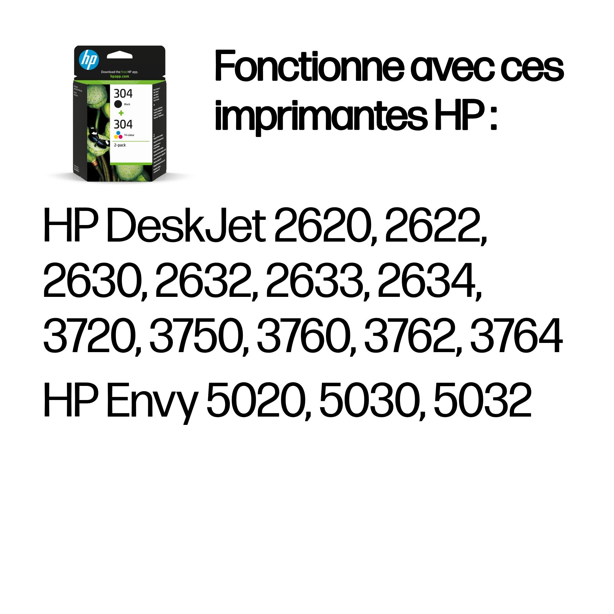 HP 304 2-Pack Black/Tri-color Original Ink Cartridges