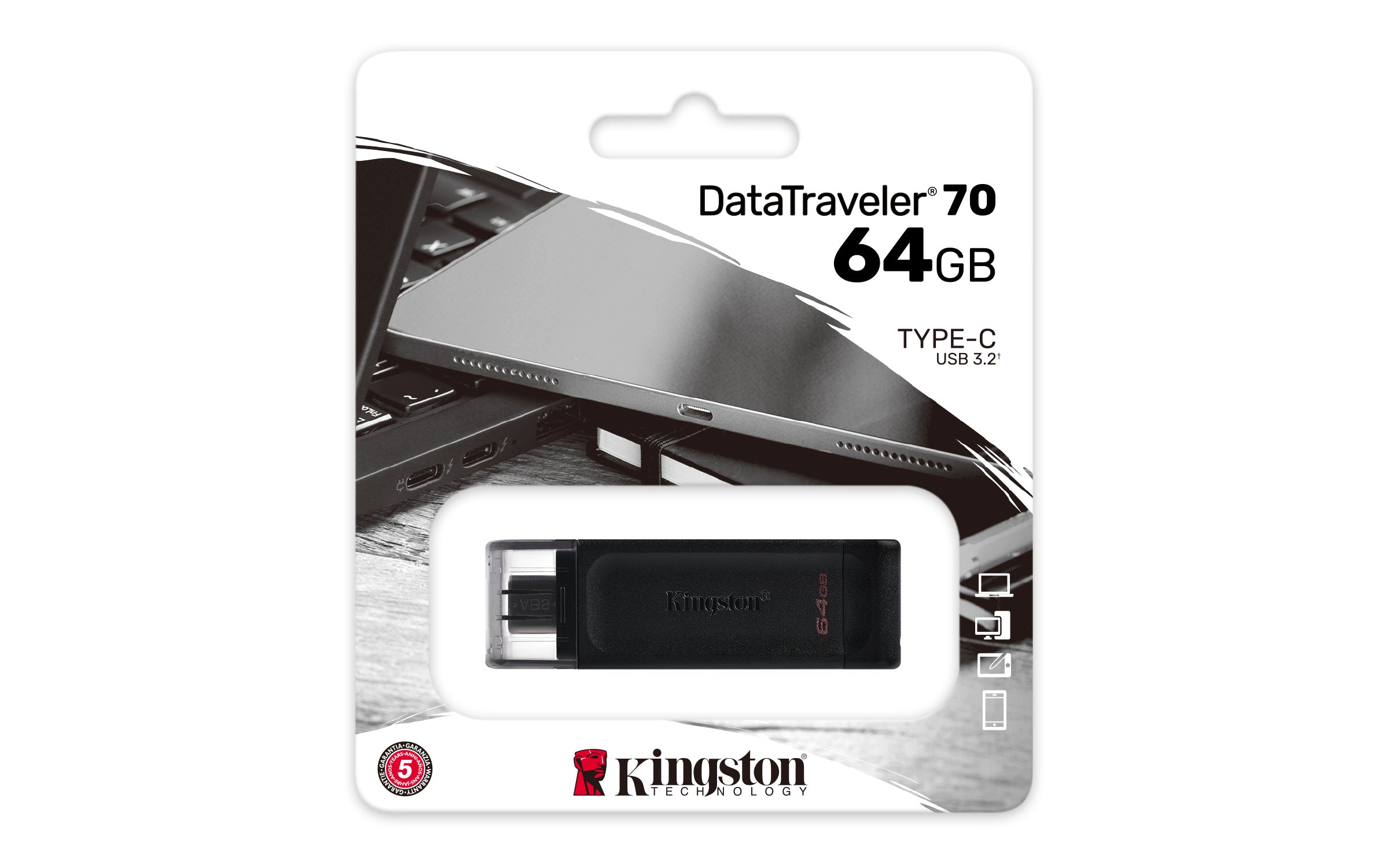 KINGSTON 64Go USB-C 3.2 Gen1 DataTraveler 70