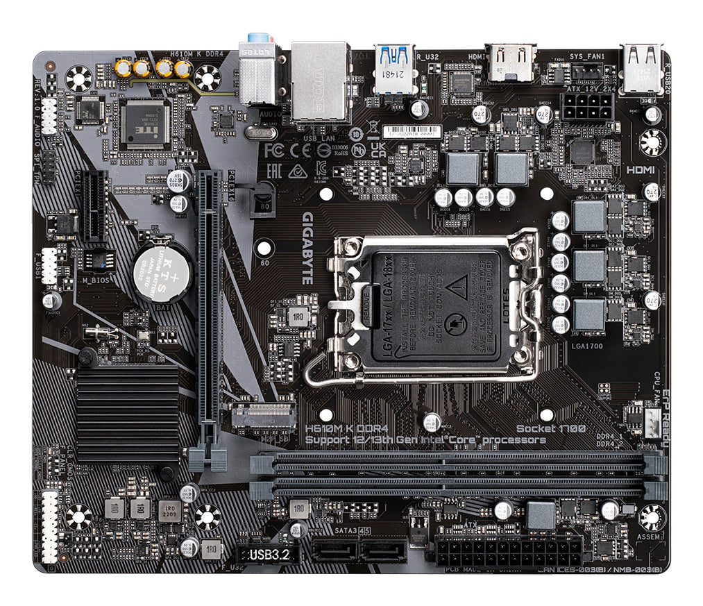 GIGABYTE H610M K DDR4 carte mere Intel H610 Express LGA 1700 micro ATX