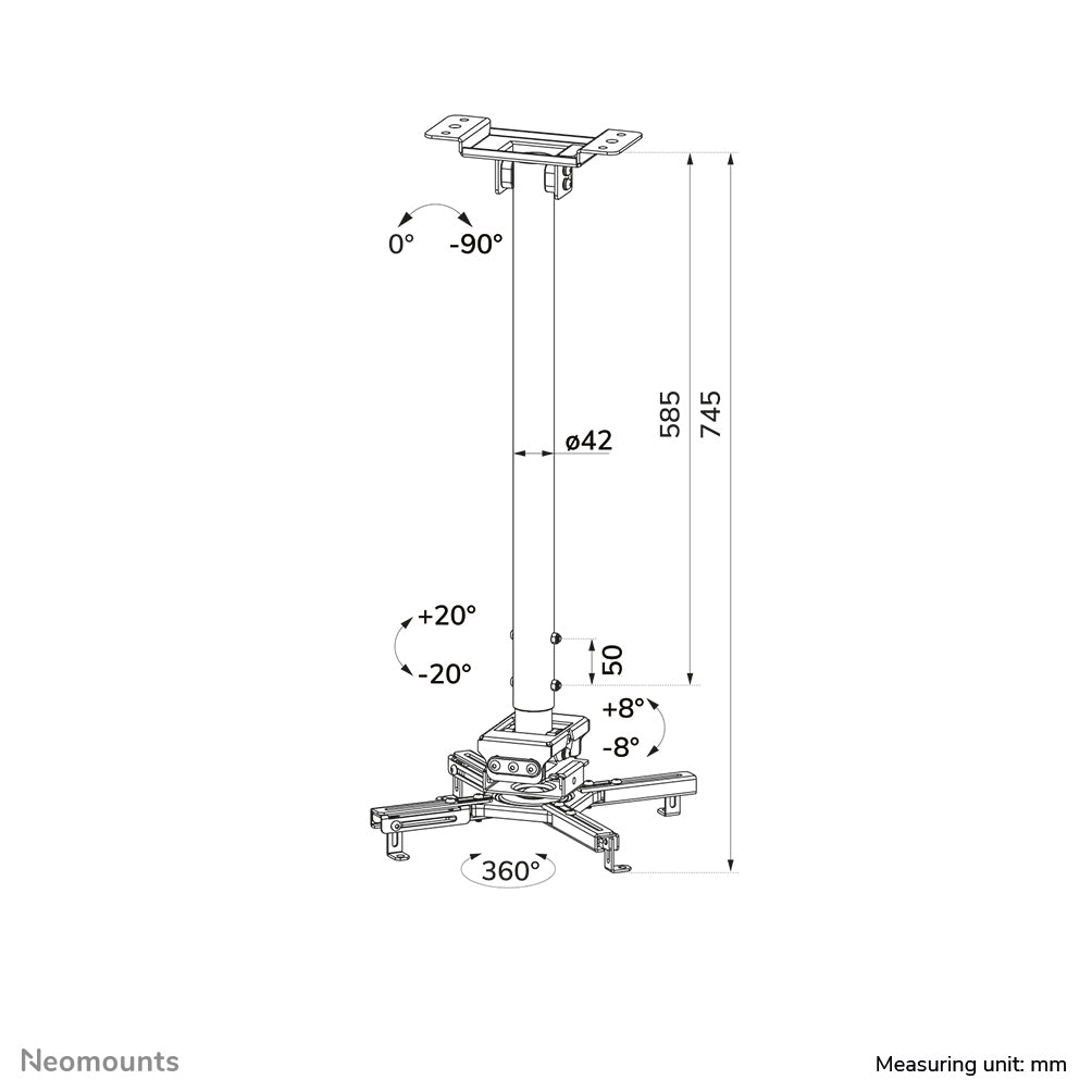 Neomounts Beamer ceiling mount - h 74,5-114,5 cm - easy-install
