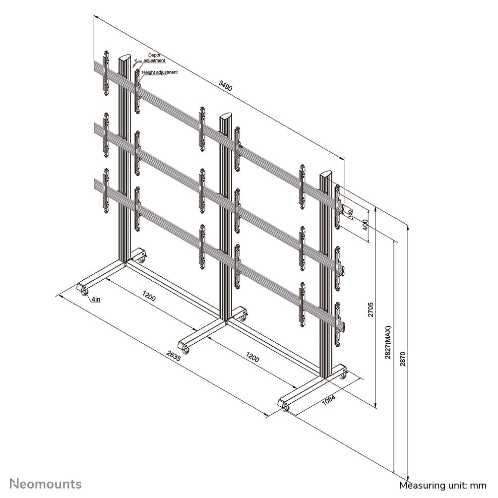 NeoMounts PRO Mb F/Scr Troll-3x3 3h3v b1