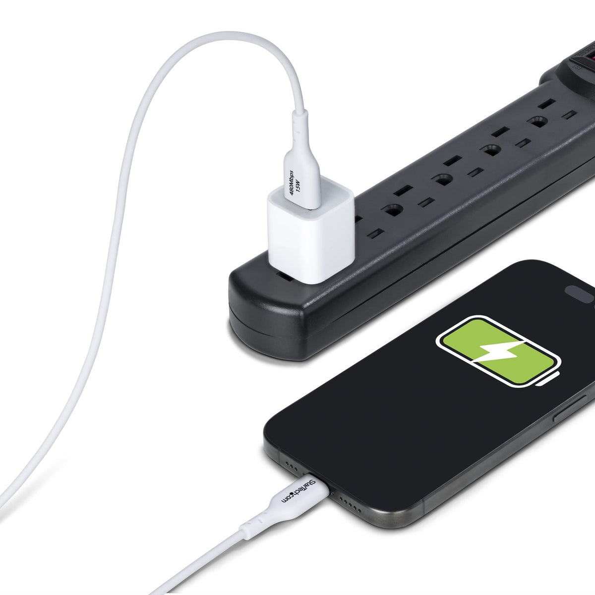 1m White USB-A to USB-C Charging Cable
