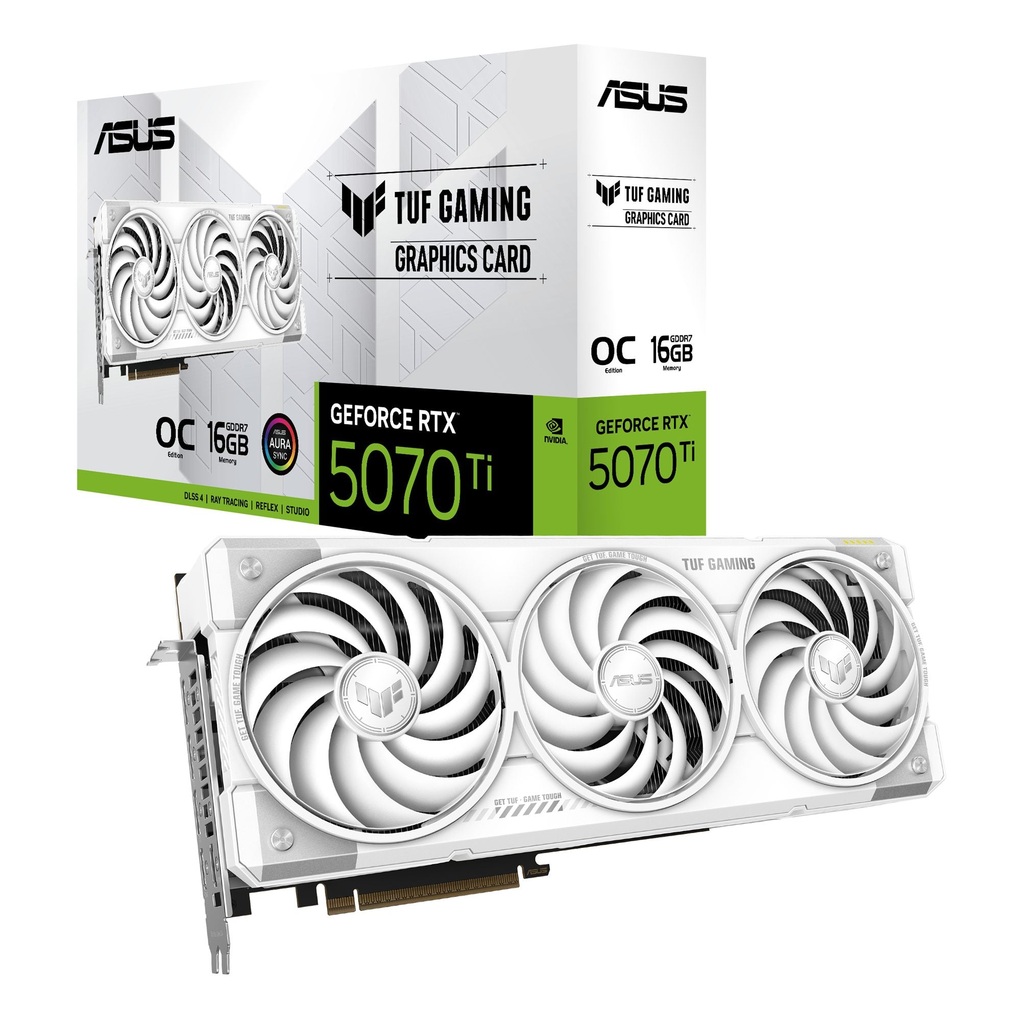 ASUS TUF Gaming GeForce RTX 5070 Ti 16Go GDDR7 White OC Edition Gaming Graphics Card PCIe 5.0 HDMI/DP 2.1