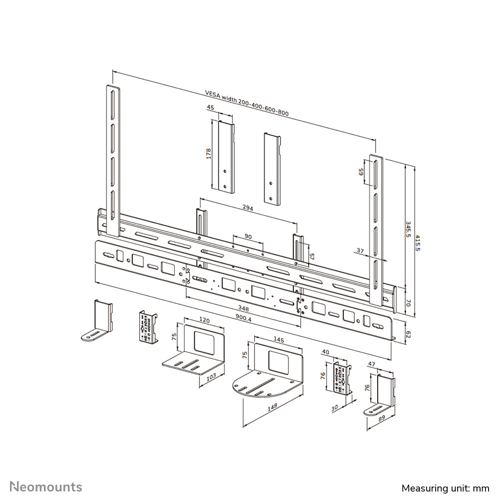 NEOMOUNTS Videobar kit VESA max 10 kg - universal
