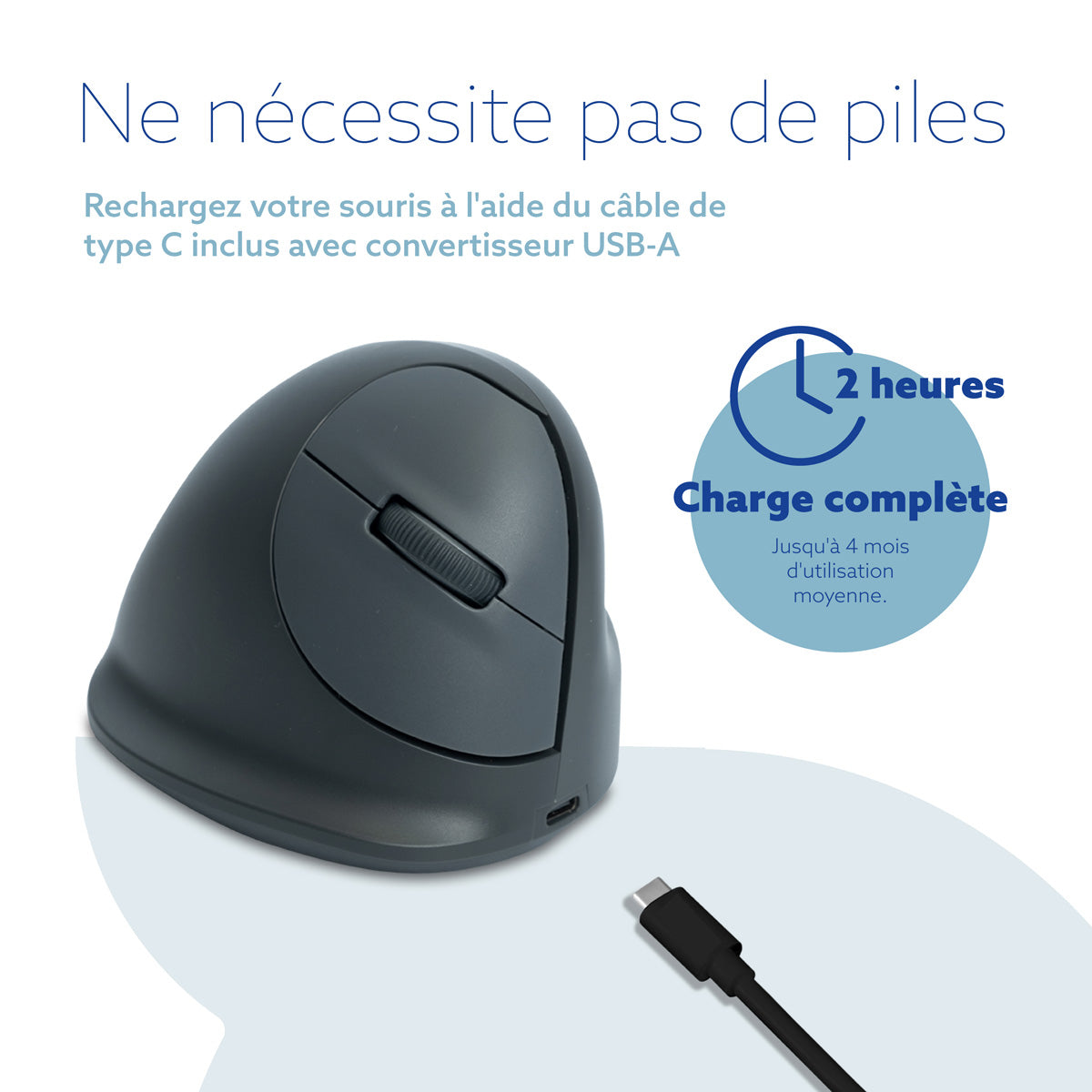 R-GO TOOLS Souris HE Basic, droiter, Bluetooth, M grise