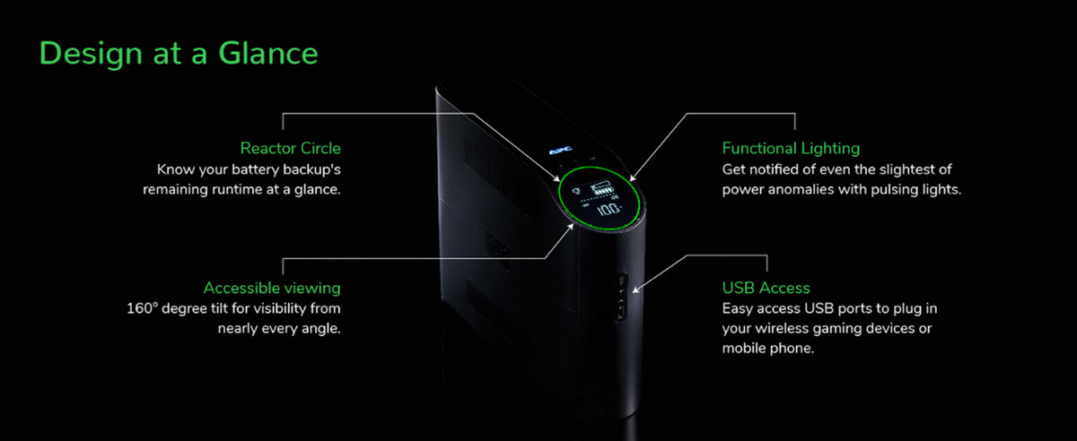 APC Back-UPS Pro UPS tower RGB lights AC 230V 1320Watt 2200VA 1-phase output connectors 6 Black midnight