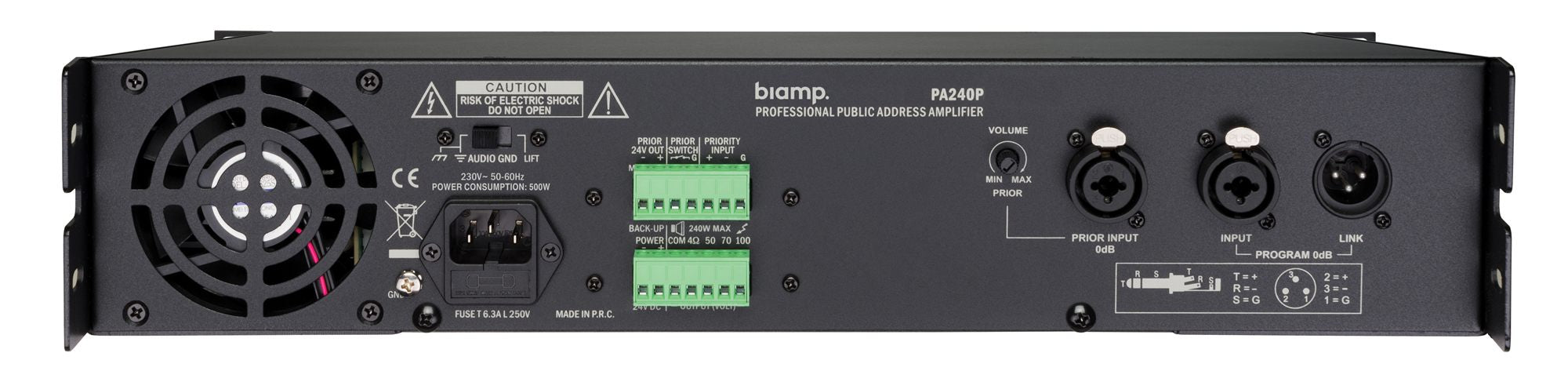 Biamp Single Channel Constant Voltage Power Amplifier
 (1x 240W/100V)