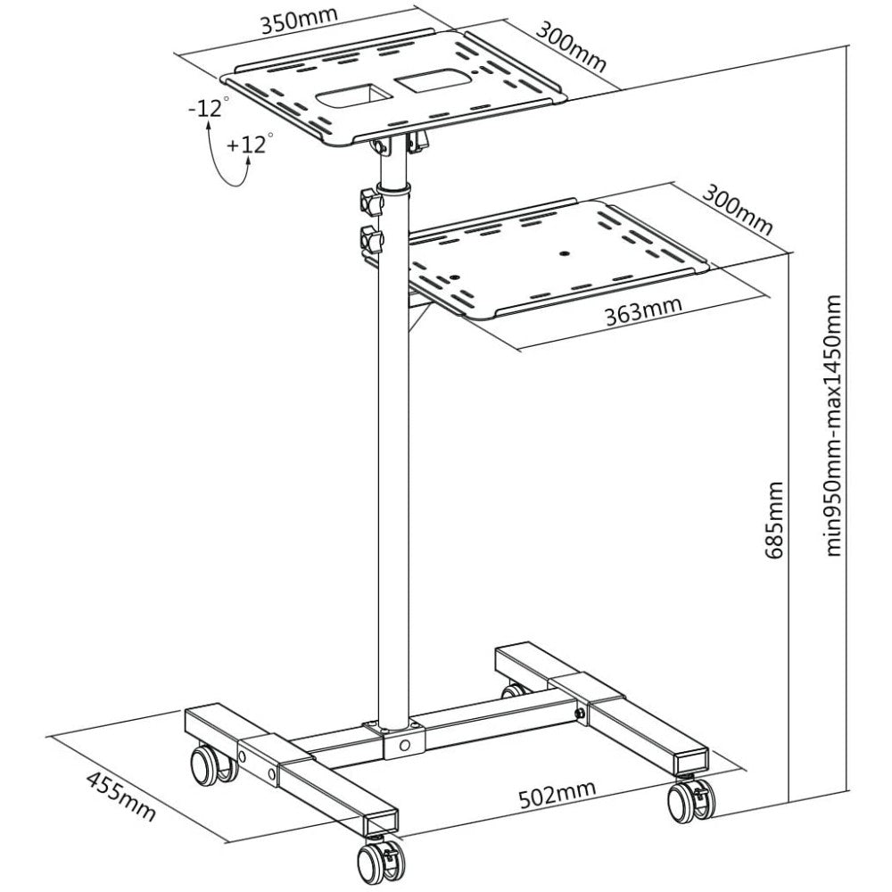 Techly ICA-TB TPM-10 Table de projecteur en métal