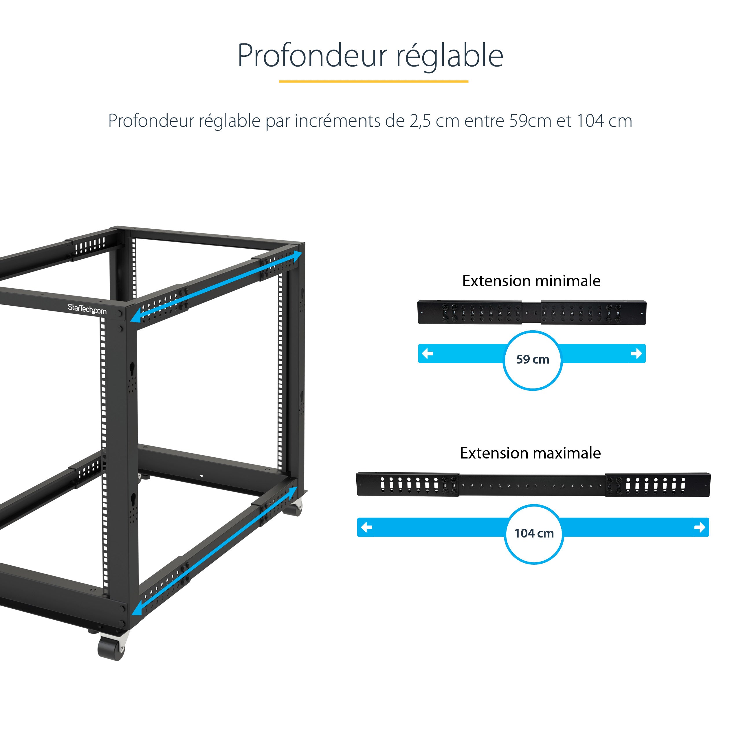 12U Adjustable Depth 4 Post Server Rack