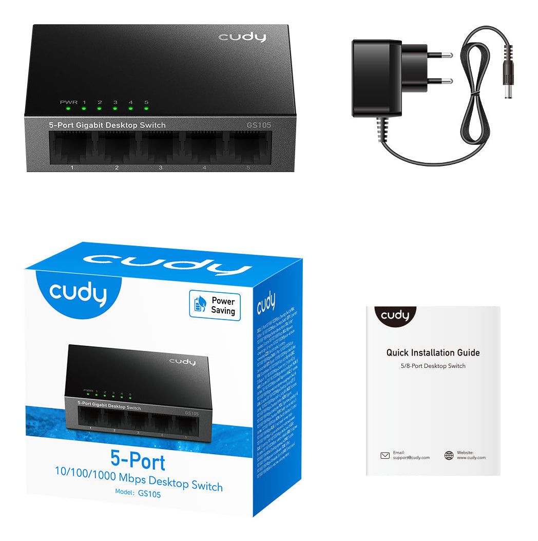 Cudy GS105 commutateur réseau Non-géré Gigabit Ethernet (10/100/1000) Noir