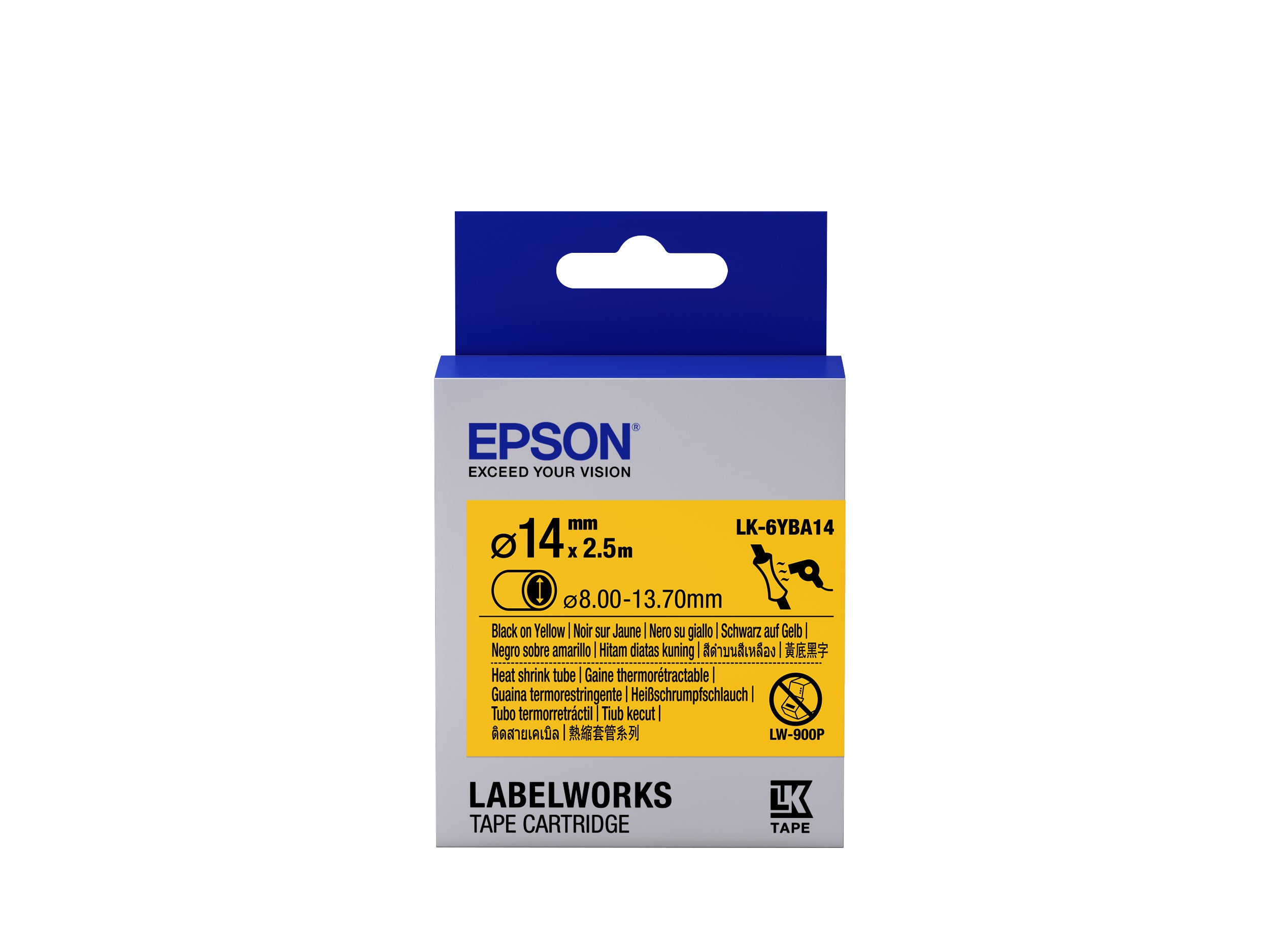EPSON Ruban LK-6YBA14 - Gaine thermorétractable HST Noir/Jaune d14/2,5