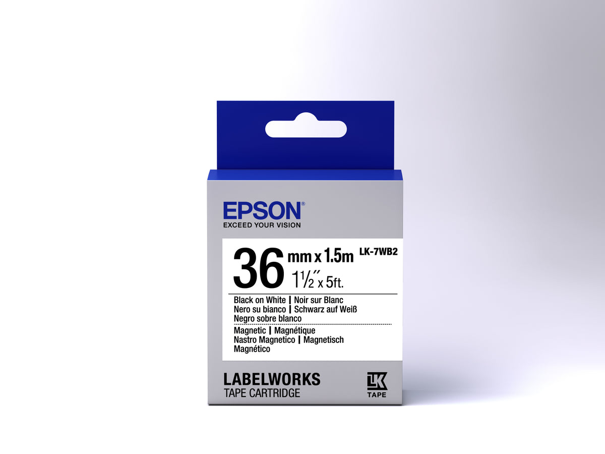 EPSON Ruban LK-7WB2 Magnétique Noir/Blanc 36/1,5