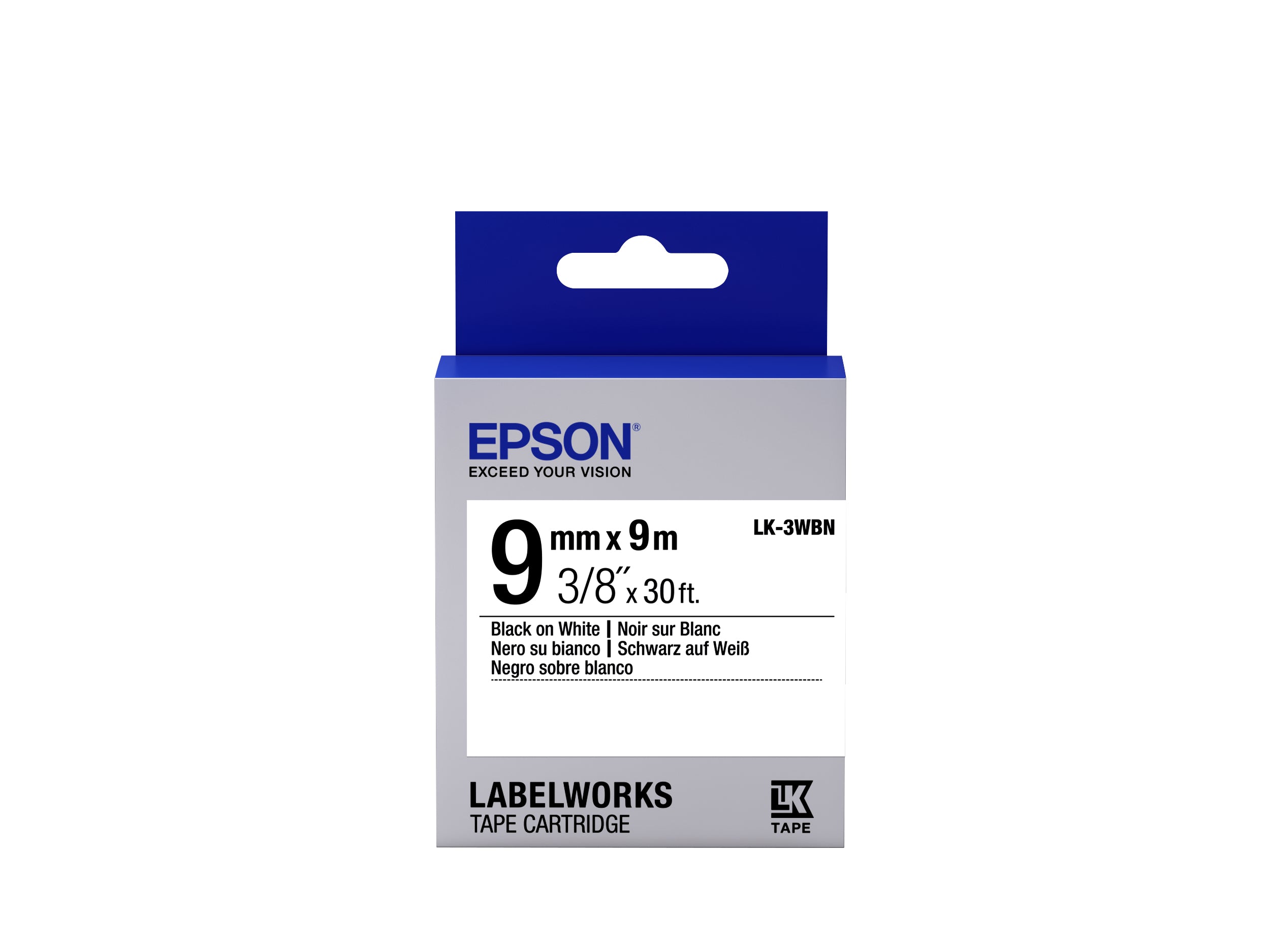 EPSON LC-3WBN Standard Noir sur Blanc tape 9mm
